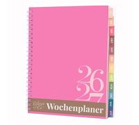 Rileys Agenda Escolar 2026-2027, Agenda Anillas 2026 con Planificador Diario Académica, Planner Universitaria para uso Escolares, Dietario tipo para Citas (20 × 15 cm, Rosa, Clásico, en alemán)