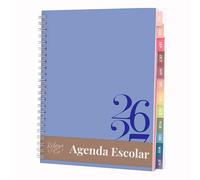 Rileys Agenda Escolar 2026-2027, Agenda Anillas 2026 con Planificador Diario Académica, Planner Universitaria para uso Escolares, Dietario tipo para Citas (20 × 15 cm, Azul, Clásico, en español)