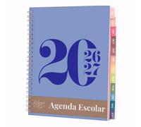 Rileys Agenda Escolar 2026-2027, Agenda Anillas 2026 con Planificador Diario Académica, Planner Universitaria para uso Escolares, Dietario tipo para Citas (20 × 15 cm, Azul, Tipográfico, en español)
