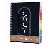 Rileys Agenda Escolar 2026-2027, Agenda Anillas 2026 con Planificador Diario Académica, Planner Universitaria para uso Escolares, Dietario tipo para Citas (20 × 15 cm, Negro, en español)