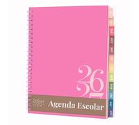 Rileys Agenda Escolar 2026-2027, Agenda Anillas 2026 con Planificador Diario Académica, Planner Universitaria para uso Escolares, Dietario tipo para Citas (20 × 15 cm, Rosa, Clásico, en español)