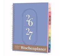 Rileys Agenda Escolar 2026-2027, Agenda Anillas 2026 con Planificador Diario Académica, Planner Universitaria para uso Escolares, Dietario tipo para Citas (20 × 15 cm, Azul, en alemán)