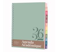 Rileys Agenda Escolar 2026-2027, Agenda Anillas 2026 con Planificador Diario Académica, Planner Universitaria para uso Escolares, Dietario tipo para Citas (20 × 15 cm, Verde, Clásico, en francés)