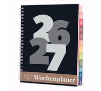 Rileys Agenda Escolar 2026-2027, Agenda Anillas 2026 con Planificador Diario Académica, Planner Universitaria para uso Escolares, Dietario tipo para Citas (20 × 15 cm, Negro, Robusto, en alemán)