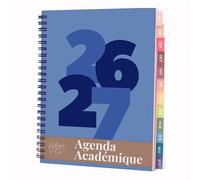 Rileys Agenda Escolar 2026-2027, Agenda Anillas 2026 con Planificador Diario Académica, Planner Universitaria para uso Escolares, Dietario tipo para Citas (20 × 15 cm, Azul, Robusto, en francés)