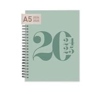 Rileys - Agenda semanal académica 2024-2025 de 18 meses, agenda semanal y mensual tipográfica, cubierta flexible, páginas de notas, encuadernación de doble alambre, 20 x 15 cm (verde, alemán)