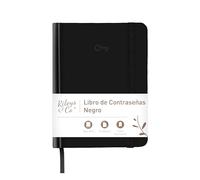 Rileys & Co Libreta contraseñas, Cuaderno, Libreta con índice alfabético, Agenda telefónica abecedario Segura, Diario & Organización Alfabética, Ideal para Mayores (Negro, 15,2 x 11,4 cm)