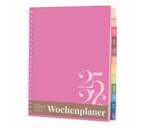 Rileys & Co Planificador semanal 2025, cuaderno de deberes, planificador escolar, calendario 2025 2026, julio 2025-junio 2026, agenda de notas, doble alambre, planificador de 20 x 15 cm, (rosa