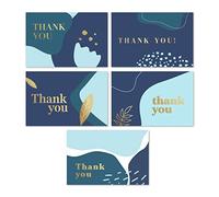 Rileys Tarjetas De Agradecimiento Con Sobres a Juego | 50 Unidades, Lámina Dorada, Tarjetas De Notas en Blanco, Perfectas Para Bodas, Negocios, Tarjetas De Regalo, Graduación, Baby Shower -Azul Marino