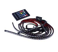 Riloer 12V Coche RGB LED Chasis Tira de Luz, Neón Automóvil Bajo Resplandor Chasis Barra de Luz Tira Ambiente Decorativo, con Control Remoto de Brillo y Música
