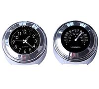 Riloer 2pcs 7/8 Pulgadas Reloj de Manillar de Motocicleta y termómetro Reloj Digital Impermeable Universal (Negro)