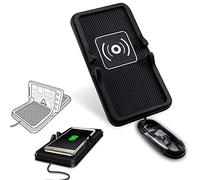 Riloer Alfombrilla de carga inalámbrica 2 en 1 para salpicadero de coche, con carga rápida Qi, soporte de silicona para iPhone X, iPhone 8, iPhone 8 PlDE, Samsung Galaxy S9/S8/S7e