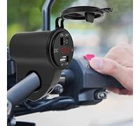 Riloer Cargador de teléfono móvil USB único Impermeable de aleación de Aluminio de Motocicleta 2.4A con voltímetro con Interruptor, Cargador de teléfono de aleación de Aluminio de Motocicleta, Negro