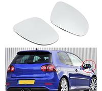 Riloer Cristal de espejo retrovisor lateral para coche blanco/azul, cristal de espejo retrovisor izquierdo/derecho, apto para V-W G-OLF G-TI J-ETTA M-K5 R-ABBIT PA-SSAT B5 B6 EOS, 3C0857521, 3C0857522