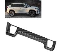 Riloer Cubierta del panel de control central ABS negro Tapa de control de aire acondicionado Reemplazo de fibra de carbono brillante para T0yota RAV4 2019-2021 Accesorios interiores decorativos