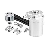 Riloer Lata de Captura de Aceite Universal, Respiradero de Filtro de Aire de 300 ml, Separador de Motor, Tanque y Colector para Automóvil (Plateado)