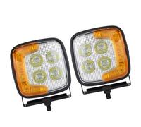 Riloer Luz de trabajo cuadrada para coche, 12 V-24 V CC, LED, lámpara combinada, intermitente, compatible con montacargas y excavadoras para vehículos de construcción.