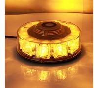 Riloer Luz Estroboscópica de Advertencia de Policía de Emergencia Intermitente de Techo Magnético de Alta Potencia de 24 LED de 30 W para Techo de Barco de Coche (Ámbar)