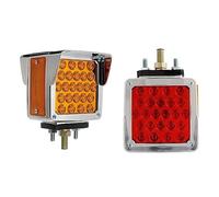 Riloer Luz trasera cuadrada de doble cara para guardabarros, luz trasera de giro de parada, luz lateral doble cuadrada de 52 LED