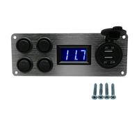 Riloer - Panel de Conmutación Combinado Interruptor Doble Conmutador, 12 V/24 V, Doble Panel de Conmutación Basculante USB con Voltímetro LED, para Barco Marino, Coche, Autocaravana, Moto
