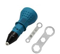Riloer Pistola remachadora para taladro eléctrico inalámbrico - Pistola remachadora eléctrica, adaptador de taladro de herramienta remachadora inalámbrica, con 2 llaves + 4 boquillas, azul