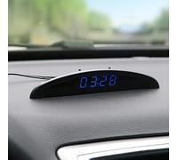 Riloer Reloj de Temperatura del Coche, Voltaje del Termómetro del Reloj Digital del Tablero de Instrumentos Automático Universal con Pantalla LCD para el Interior del Coche, Azul