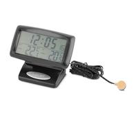 Riloer Reloj digital de temperatura para el coche con pantalla LCD, 2 en 1, termómetro para interiores y exteriores con función de retroiluminación, Hora 12/24h