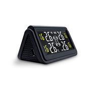 Riloer Sistema de monitoreo de presión de neumáticos de automóviles, con 4 sensores externos, TPMS inalámbrico inteligente con energía solar a prueba de agua, pantalla LCD
