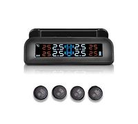 Riloer Sistema de monitoreo de presión de neumáticos de automóviles, muestra la presión de temperatura en tiempo real de TPMS, con pantalla ajustable y 4 sensores externos, energía solar y carga USB