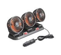 Riloer Ventilador de aire de refrigeración portátil para coche, circulador de aire de refrigeración eléctrico de tres cabezales para camión, ventilador automático giratorio de 360°, 24V
