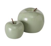 RiloStore B536 - Manzana decorativa de porcelana verde claro y verde claro, manzanas, objetos decorativos, frutas muertas, decoración de otoño, decoración de manzana, fruta decorativa de otoño