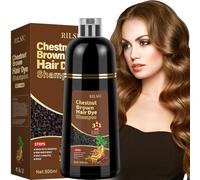 RILSIC Chestnut Brown Hair Dye Shampoo 3 en 1, Champu Tinte Cubre Canas