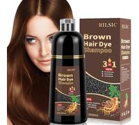 RILSIC Hair Dye Shampoo 3 en 1, Champu Tinte Pelo Cubre Canas, Champú Tinte Canas Instantáneo, Color Shampoo para Teñir Canas Tinte Pelo En Minutos para Mujer Hombre (Marrón Claro)