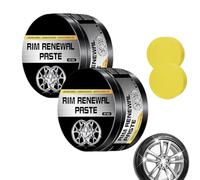 Rim Renewal Paste, Car Rim Renewal Paste Kit with Round Sponge, Wheel Care for Car Bicycle Motorcycle Rims, 80g Detailing Accessory (2pcs)