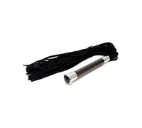 Rimba Bondage Play Flogger de gamuza con mango de vidrio y cristal Negro 58 cm
