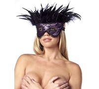 Rimba Bondage Play Máscara de ojos de lujo con plumas Negro/Morado One Size
