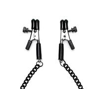 Rimba Bondage Play Pinzas para pezones con cadenas Negro 5.6 x 1.3 cm