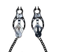 Rimba Bondage Play Pinzas para pezones con cadenas Negro 8.5 x 3.5 cm