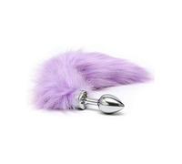 Rimba Bondage Play Plug anale, PICCOLO in acciaio inossidabile massiccio con coda (unisex) Plata/Morado Ø 3 x 40 cm