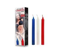 Rimba Bondage Play Velas de cera caliente SM (3 piezas) White/Rojo/Azul Ø 1.7 x 17.5 cm