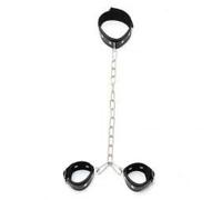 Rimba Combinación de cuello y esposas con cadenas Negro One Size