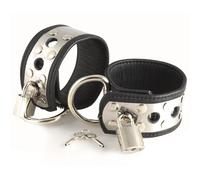 Rimba Esposas de cuero con metal y candado Negro/Plata One Size