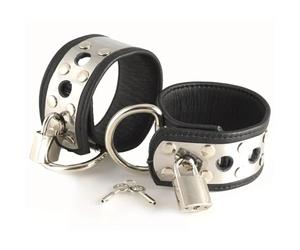 Rimba Esposas de cuero con metal y candado Negro/Plata One Size
