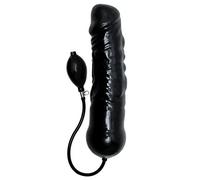 Rimba Latex Play Inflatable XXL Consolador en forma de pene con núcleo sólido Negro Ø 7.5 x 34 cm