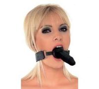 Rimba Latex Play Mordaza con accesorio para pene (Ø 40 mm) Negro One Size
