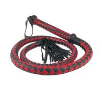 Rimba Látigo con 12 hebras trenzadas a mano Negro/Rojo 90 cm