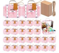 RimCereal 24 cajas de mini maletas para caramelos, caja de regalo de lata de equipaje pequeño, cajas de regalo para fiestas, bodas, viajes, decoración de despedida de soltera, con etiquetas y cuerda