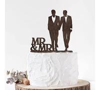 Rimego Decoración para tartas de boda gay, silueta de novio y novio, boda LGBT, decoración para tartas de dos hombres, regalo de boda para parejas gay, decoración de aniversario