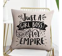 Rimego Fundas de almohada de lino y algodón para el día de la madre, 18 x 18 pulgadas, regalos para mamá, funda de cojín Just A Girl Boss Building Her Empire para cama, sofá, 18 x 18 pulgadas