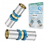 Rimex - Acoplamiento de presión PEX, manguito de 16 x 16 mm, conexión a presión, cierre rosado, contorno en U, latón, manguito de acero inoxidable, para agua potable y calefacción, 1 unidad